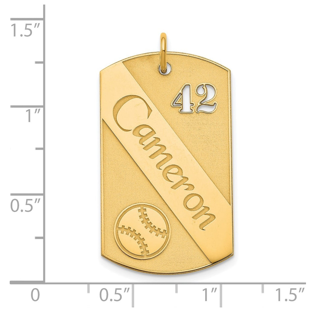 SS/Gold-plated Personalized Baseball Dog Tag Charm