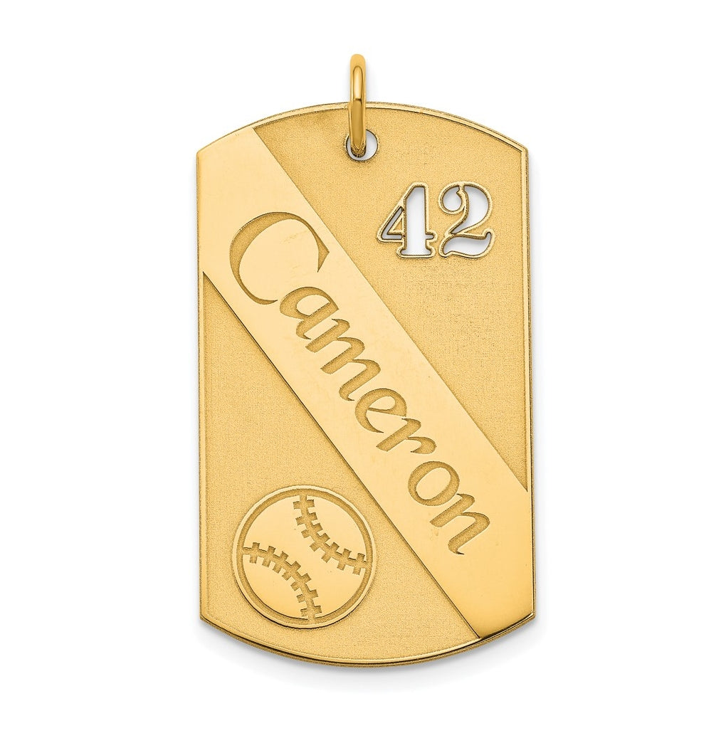 SS/Gold-plated Personalized Baseball Dog Tag Charm