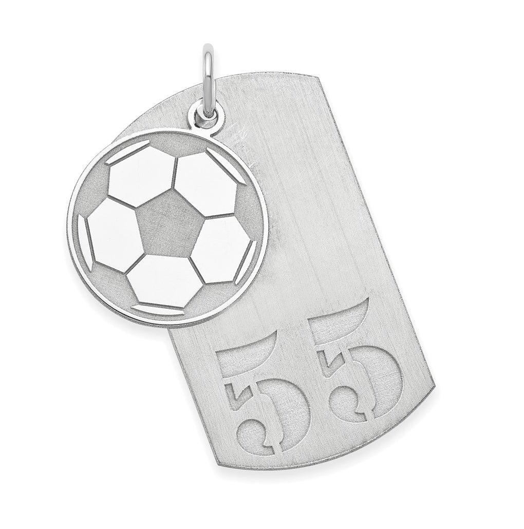 SS/Rhodium-plated Personalized 2-Piece Soccer Ball Dog Tag Charm