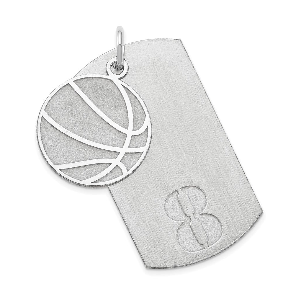 SS/Rhodium-plated Personalized 2-Piece Basketball Dog Tag Charm