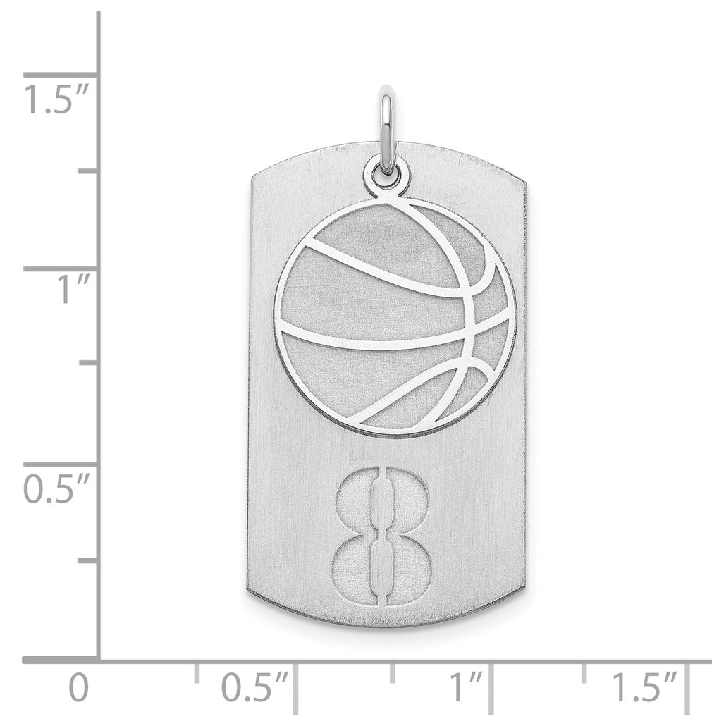 SS/Rhodium-plated Personalized 2-Piece Basketball Dog Tag Charm