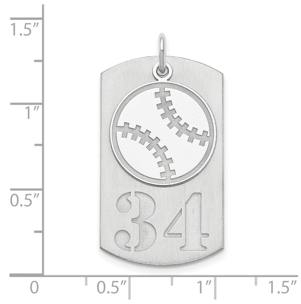 SS/Rhodium-plated Personalized 2-piece Baseball Dog Tag Charm