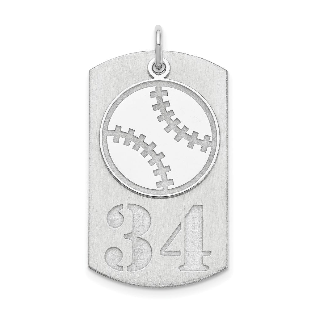 SS/Rhodium-plated Personalized 2-piece Baseball Dog Tag Charm