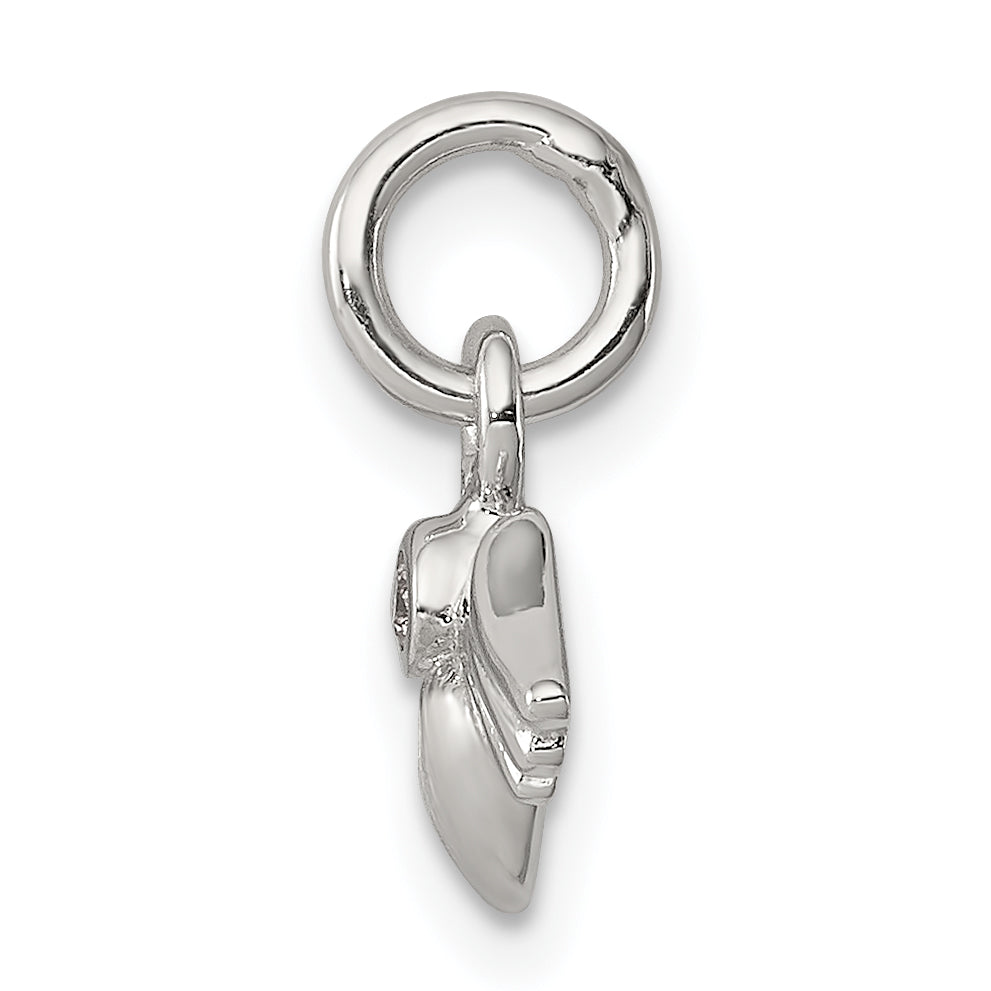 Sterling Silver Rhodium Plated Polished/Satin Heart with Wings Pink Cubic Zirconia Pendant
