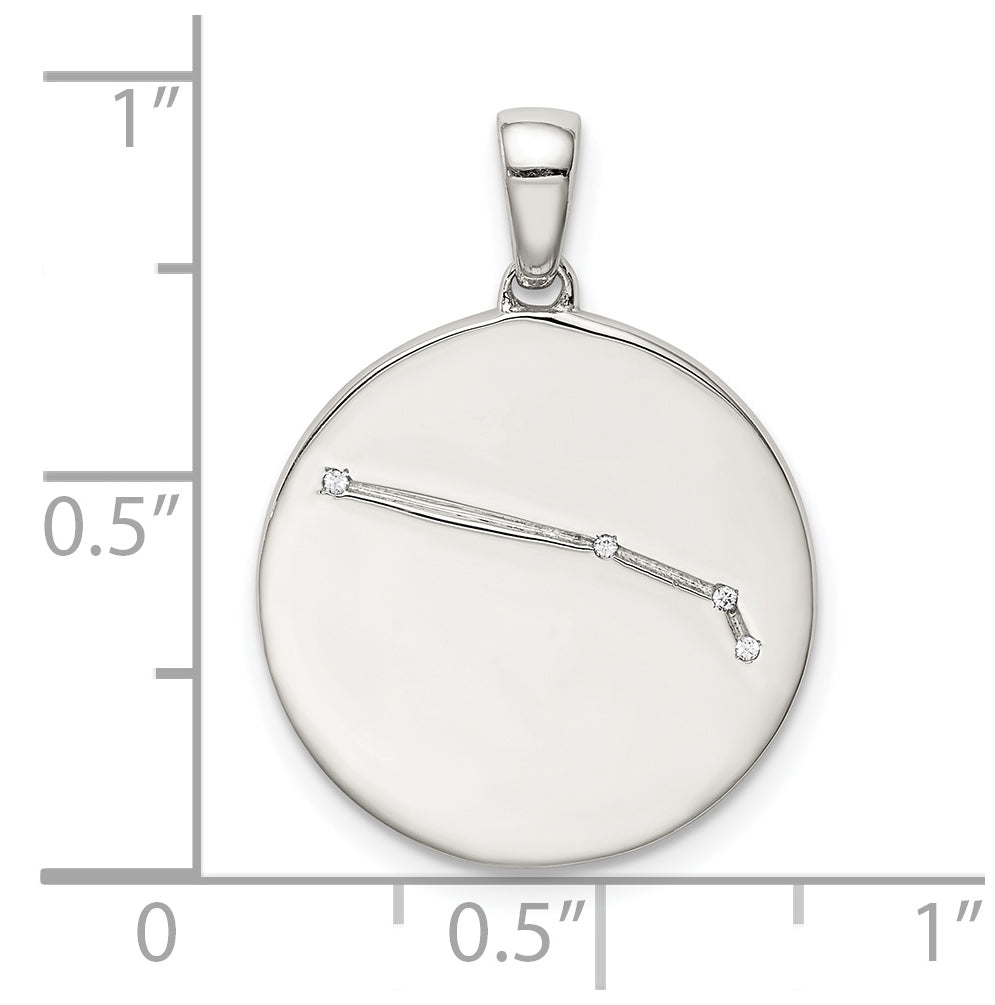 Sterling Silver Rhodium plated & Cubic Zirconia Aries Zodiac Pendant