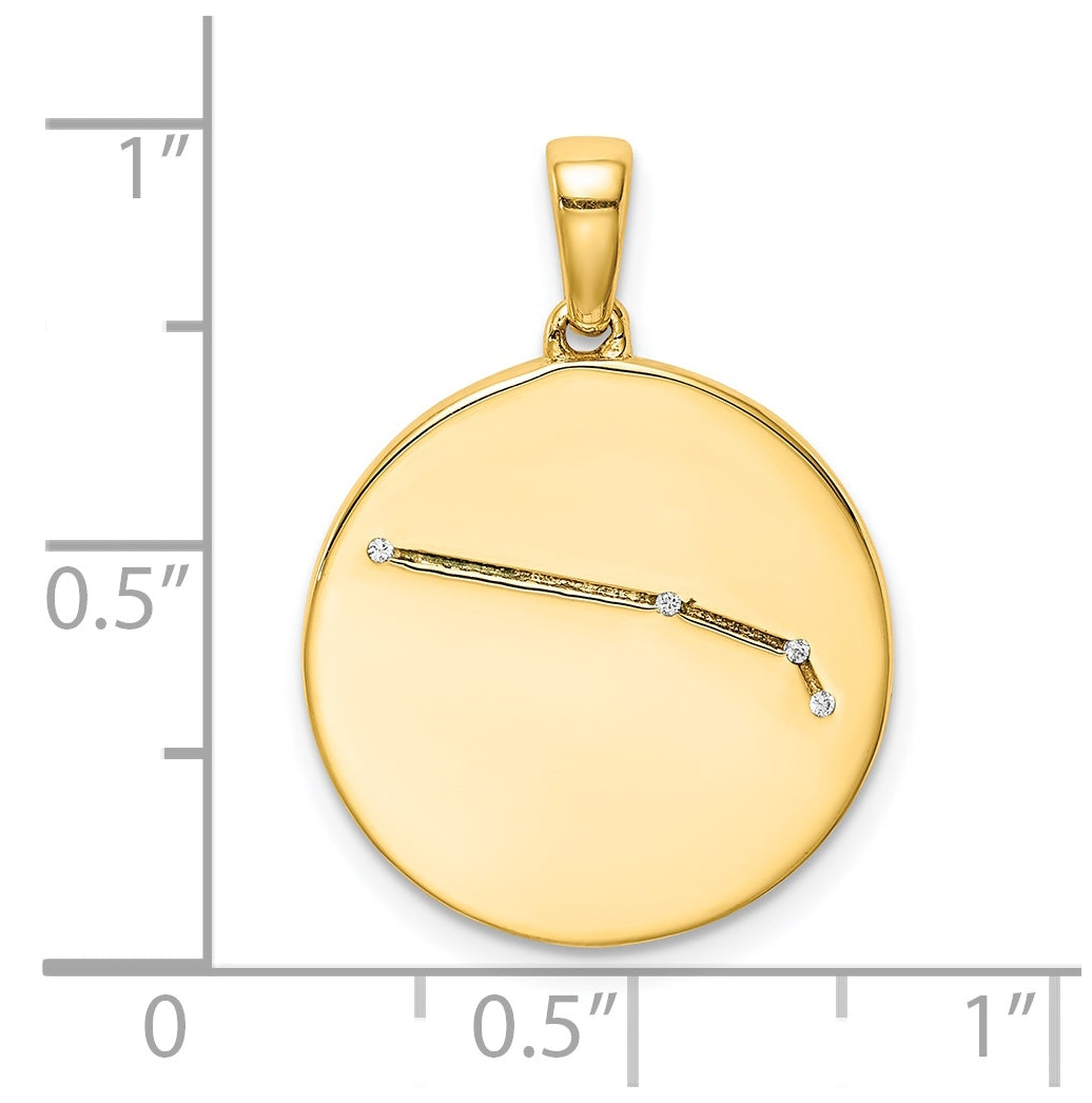 Sterling Silver Gold plated & Cubic Zirconia Aries Zodiac Pendant