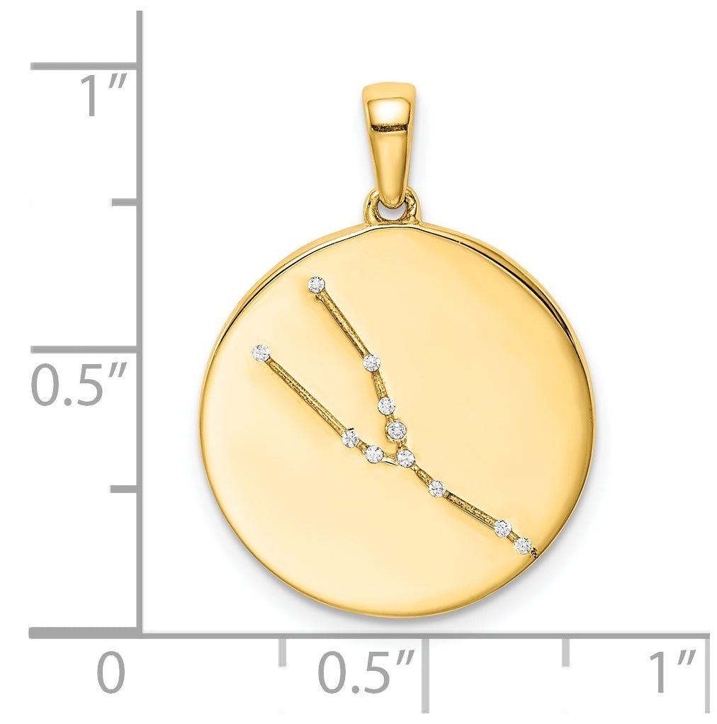 Sterling Silver Gold plated & Cubic Zirconia Taurus Zodiac Pendant