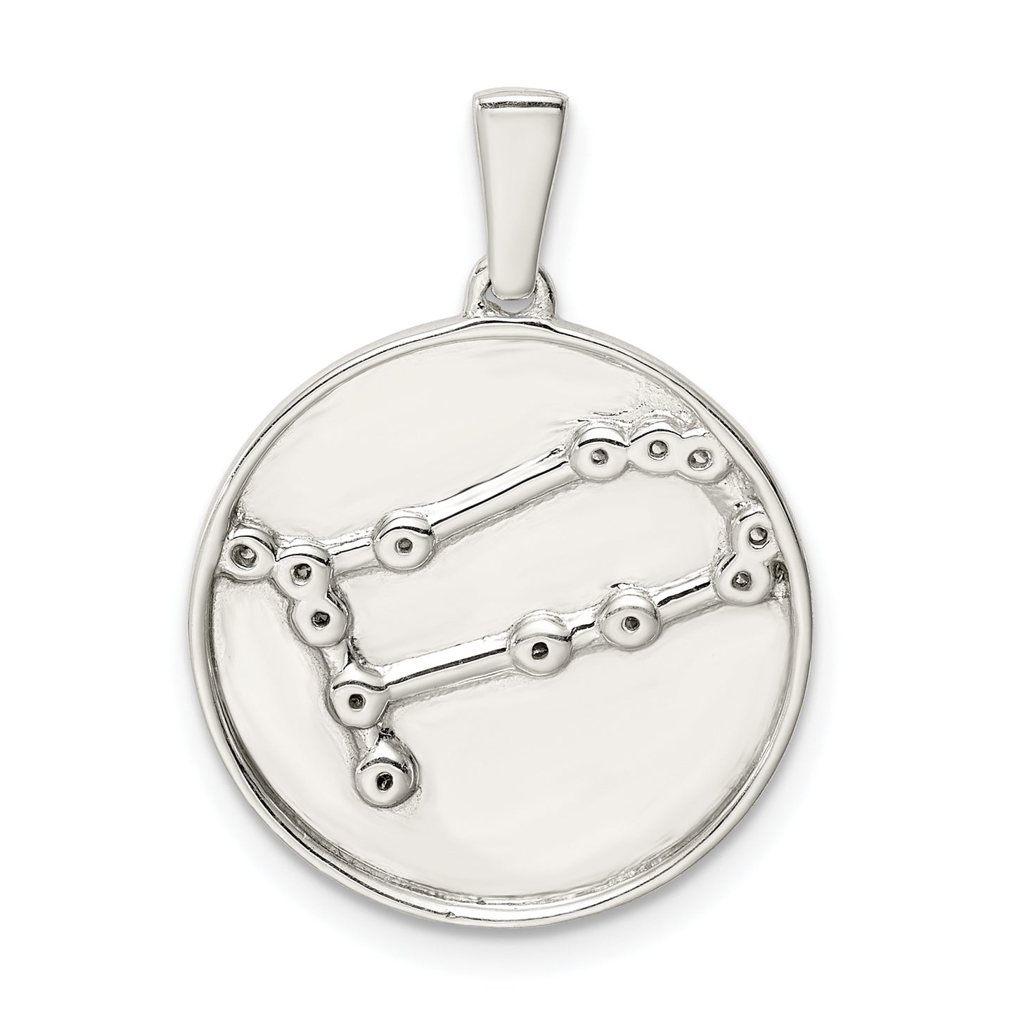Sterling Silver Rhodium plated & Cubic Zirconia Gemini Zodiac Pendant