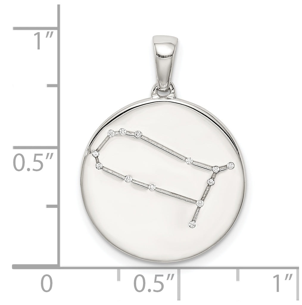 Sterling Silver Rhodium plated & Cubic Zirconia Gemini Zodiac Pendant