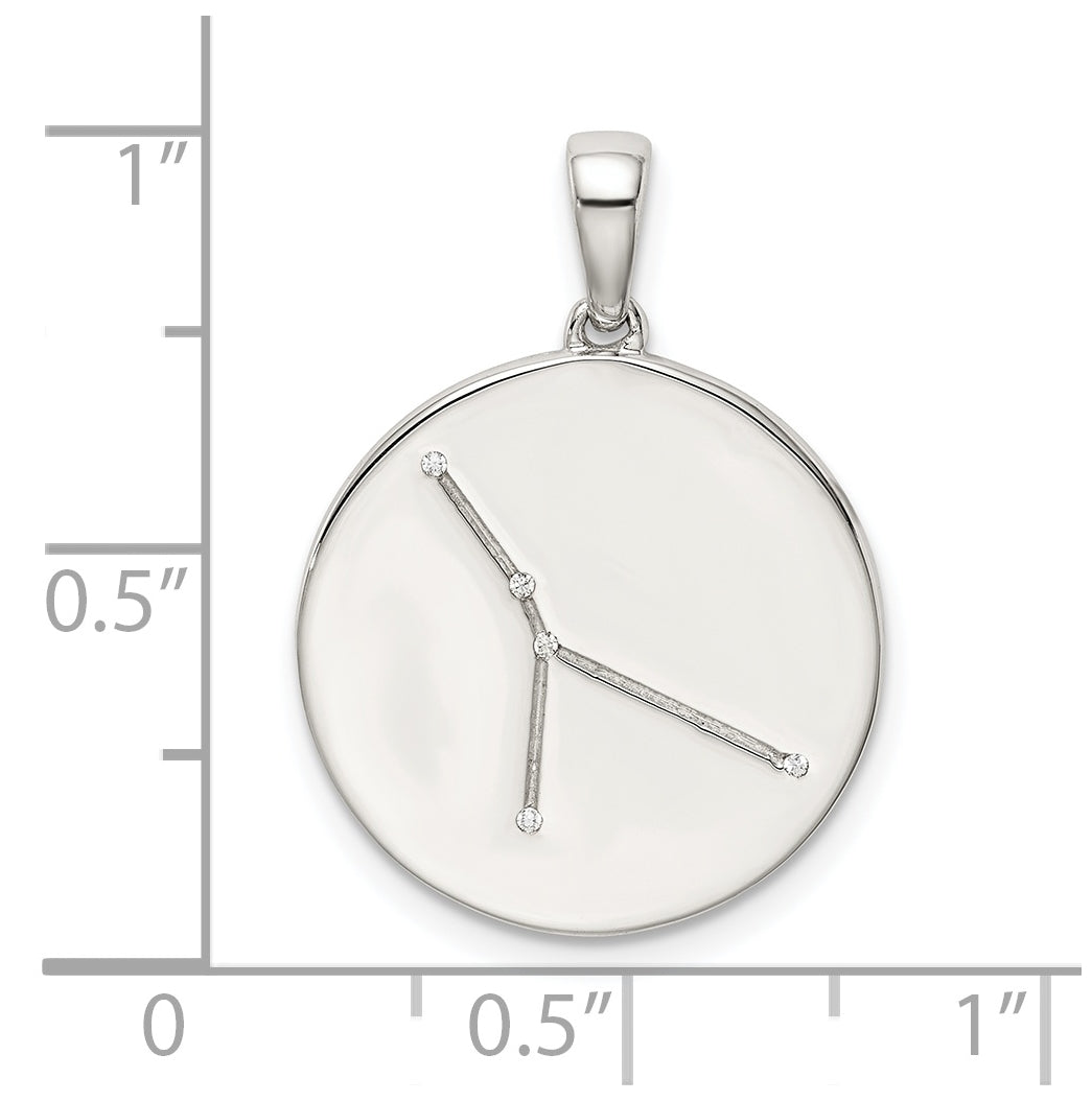 Sterling Silver Rhodium plated & Cubic Zirconia Cancer Zodiac Pendant
