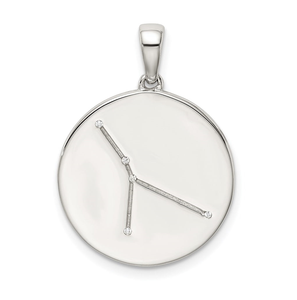 Sterling Silver Rhodium plated & Cubic Zirconia Cancer Zodiac Pendant