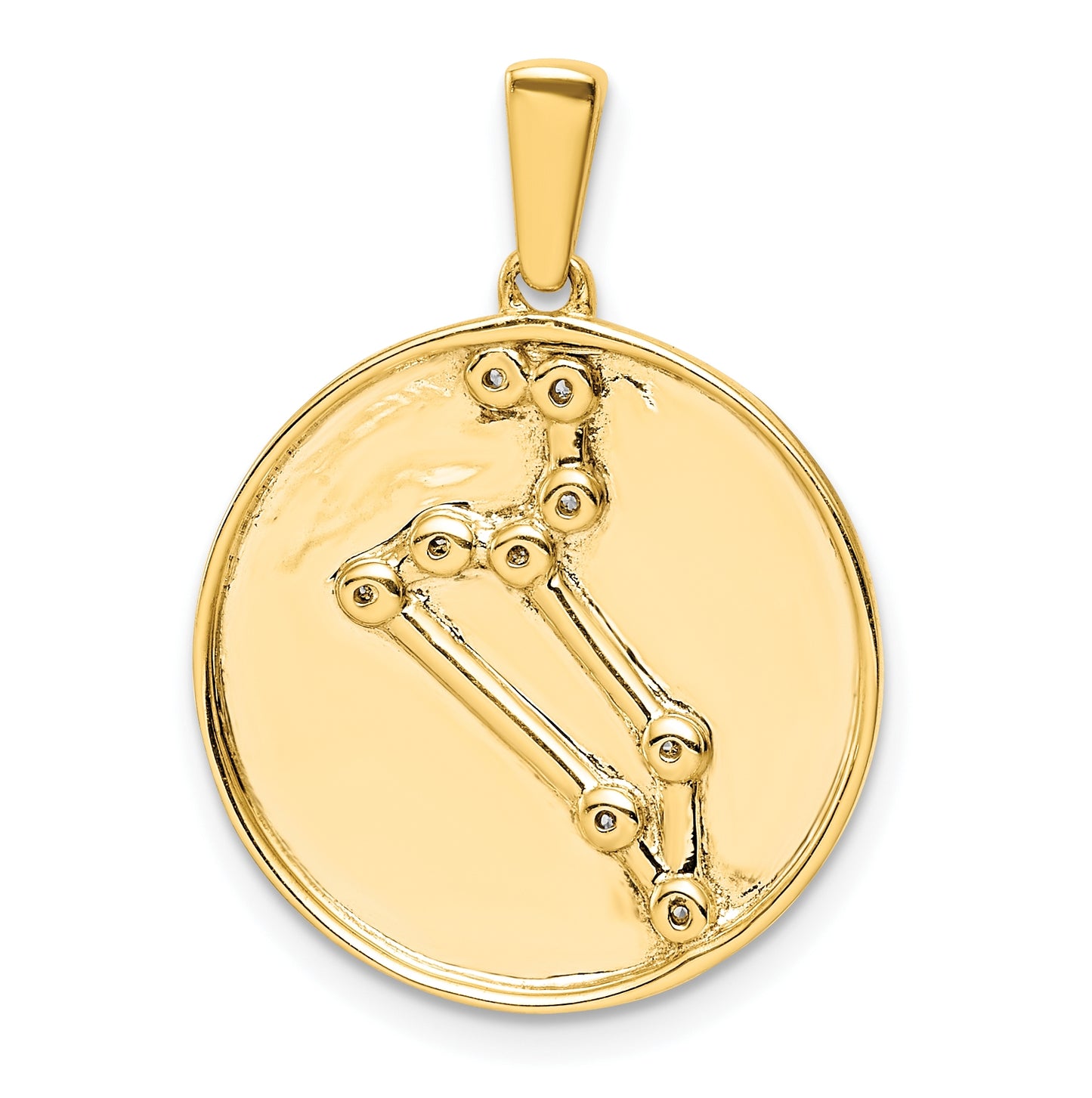 Sterling Silver Gold plated & Cubic Zirconia Leo Zodiac Pendant