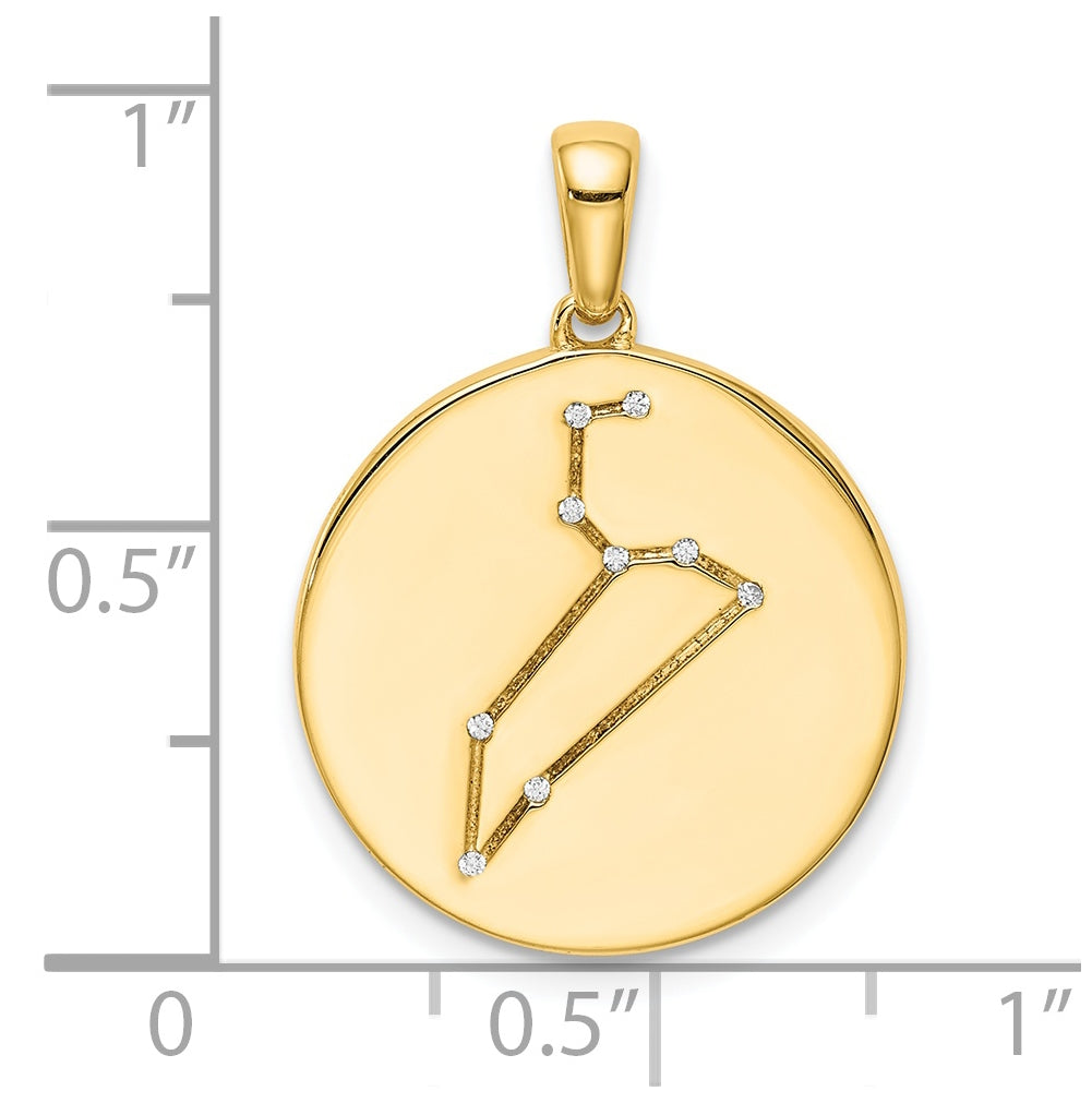 Sterling Silver Gold plated & Cubic Zirconia Leo Zodiac Pendant