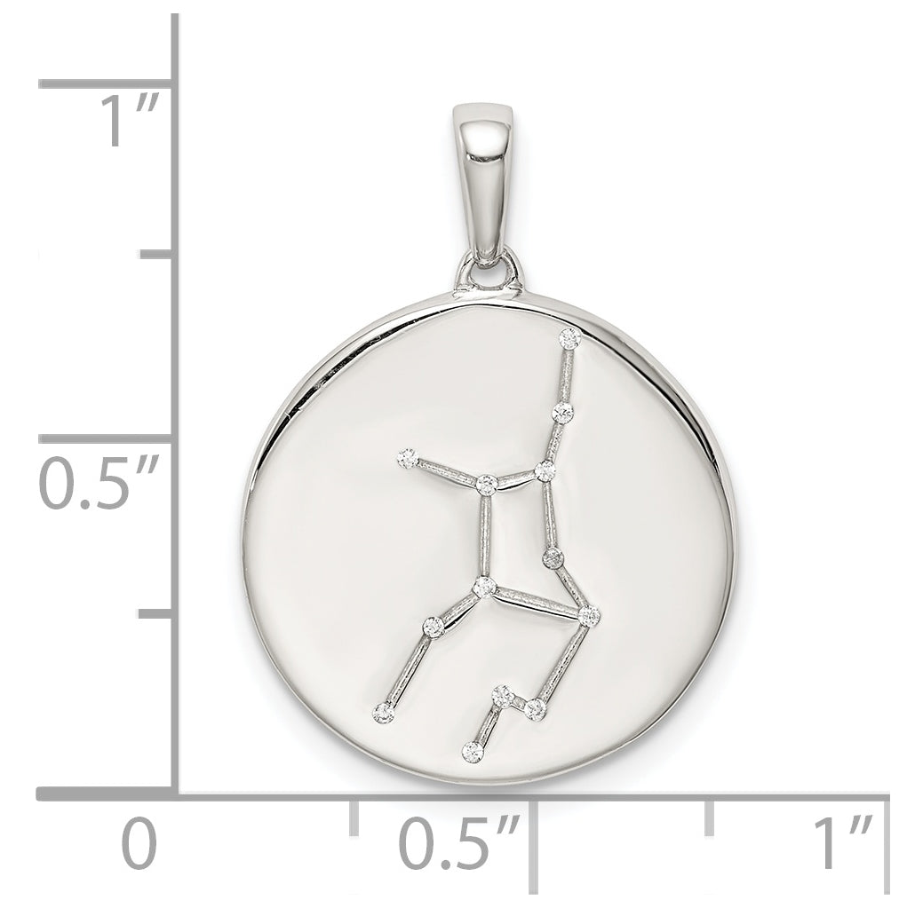 Sterling Silver Rhodium plated & Cubic Zirconia Virgo Zodiac Pendant