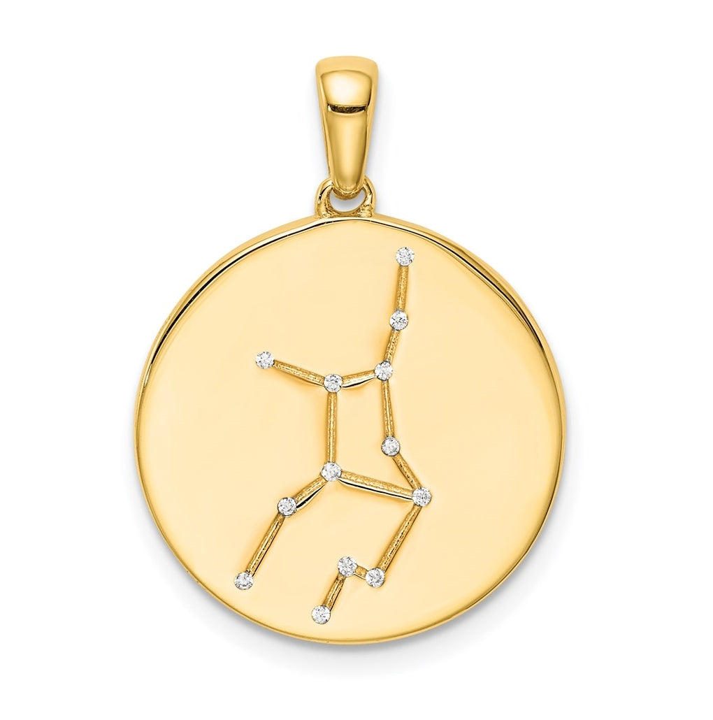 Sterling Silver Gold plated & Cubic Zirconia Virgo Zodiac Pendant