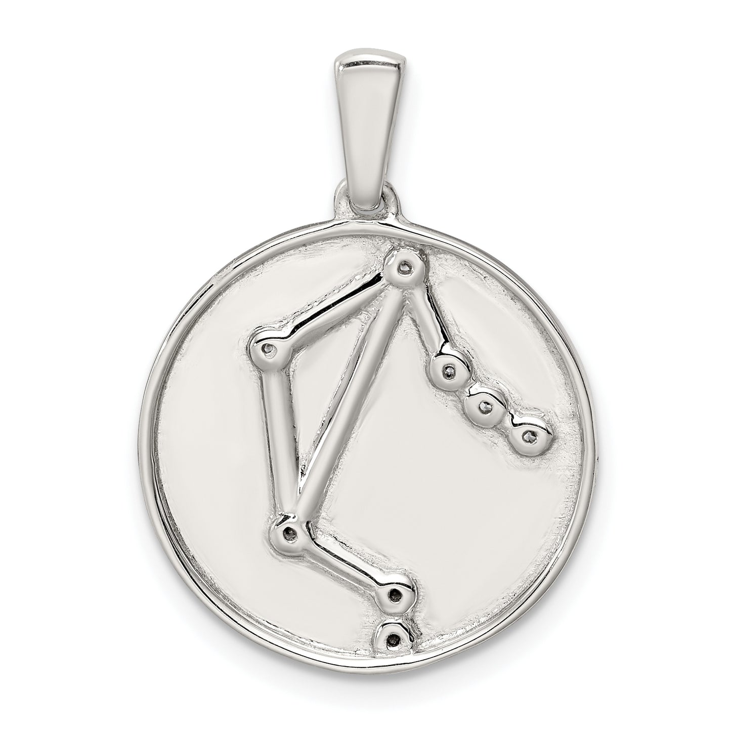 Sterling Silver Rhodium plated & Cubic Zirconia Libra Zodiac Pendant