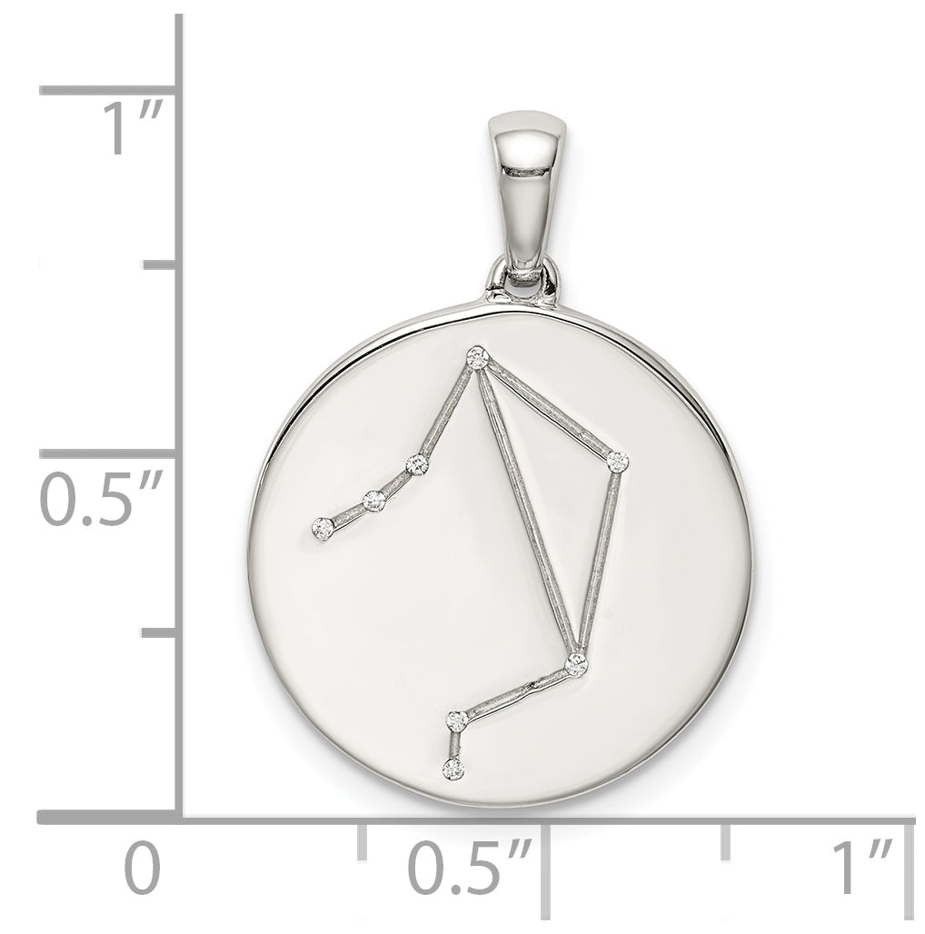 Sterling Silver Rhodium plated & Cubic Zirconia Libra Zodiac Pendant
