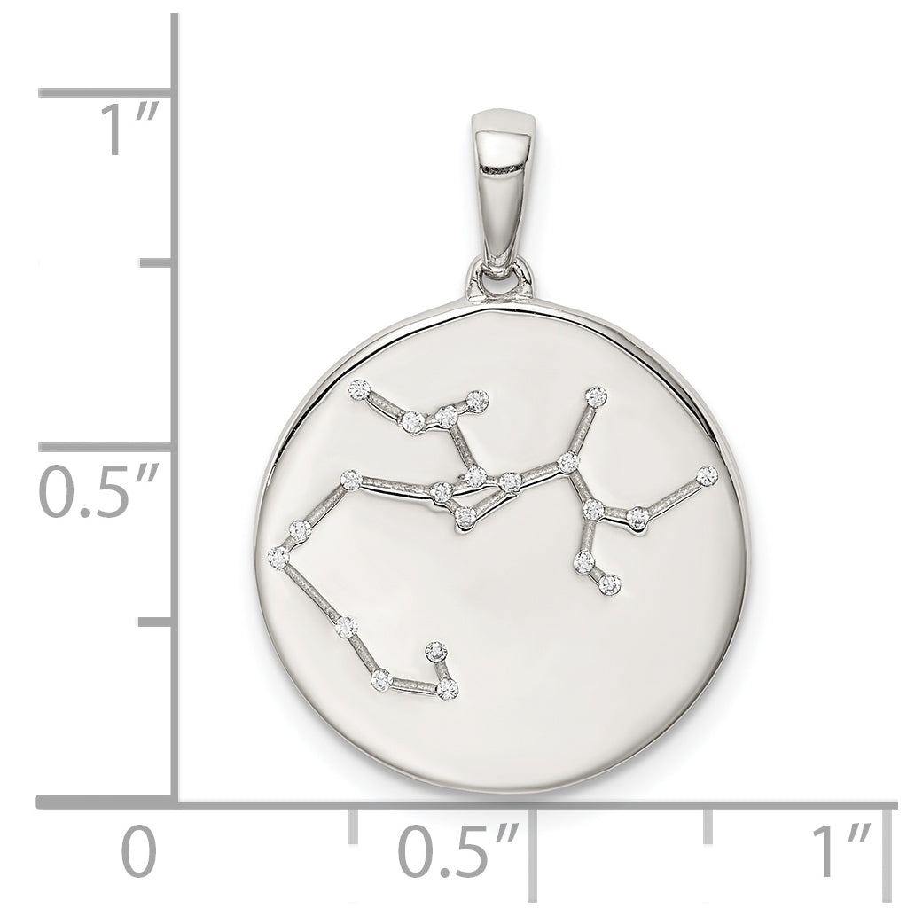 Sterling Silver Rhodium plated & Cubic Zirconia Sagittarius Zodiac Pendant