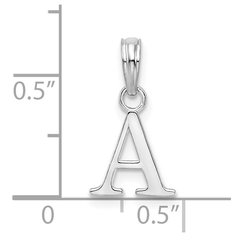 Sterling Silver Rhodium plated Polished Block Initial -A- Pendant