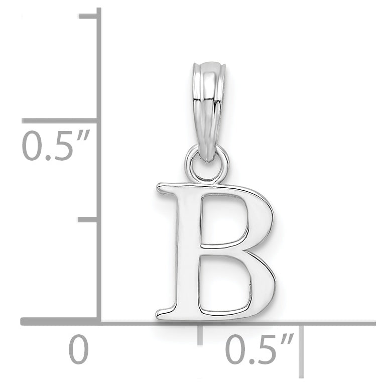 Sterling Silver Rhodium plated Polished Block Initial -B- Pendant