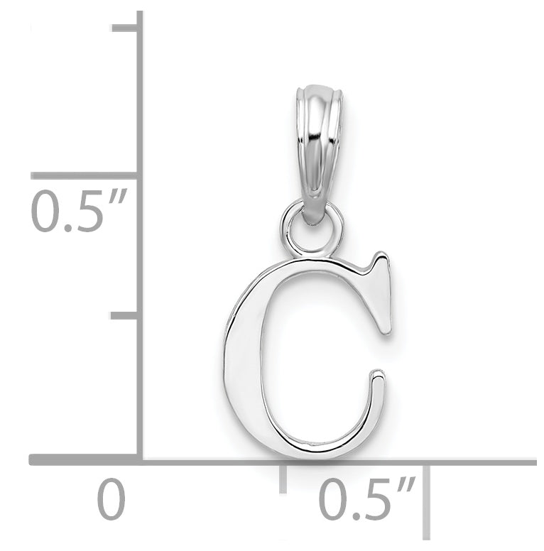 Sterling Silver Rhodium plated Polished Block Initial -C- Pendant