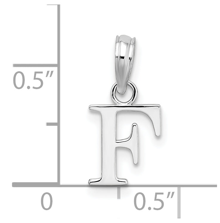 Sterling Silver Rhodium plated Polished Block Initial -F- Pendant