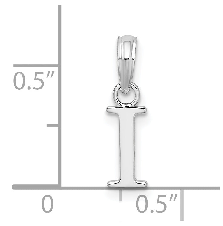 Sterling Silver Rhodium plated Polished Block Initial -I- Pendant