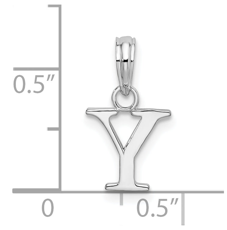 Sterling Silver Rhodium plated Polished Block Initial -Y- Pendant