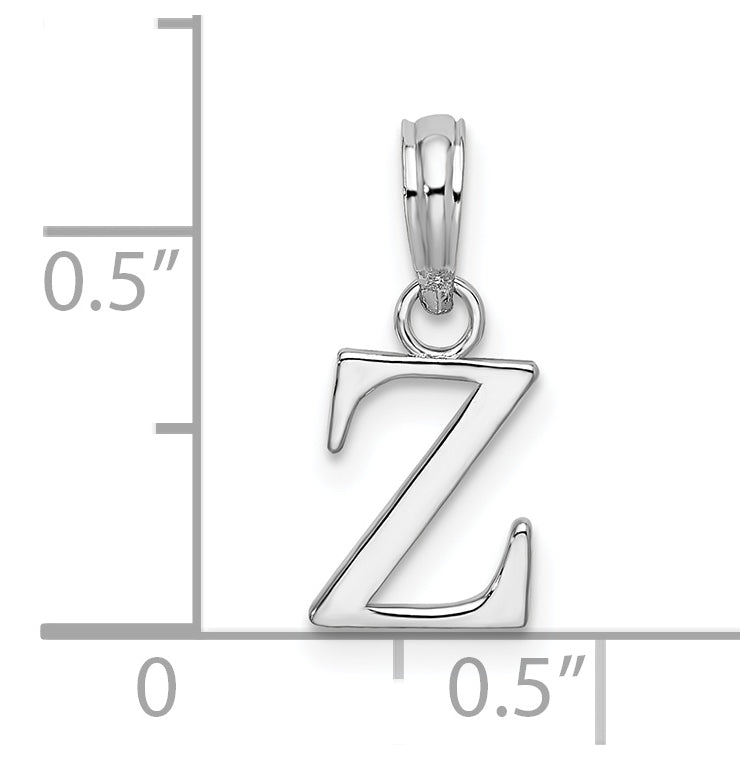 Sterling Silver Rhodium plated Polished Block Initial -Z- Pendant