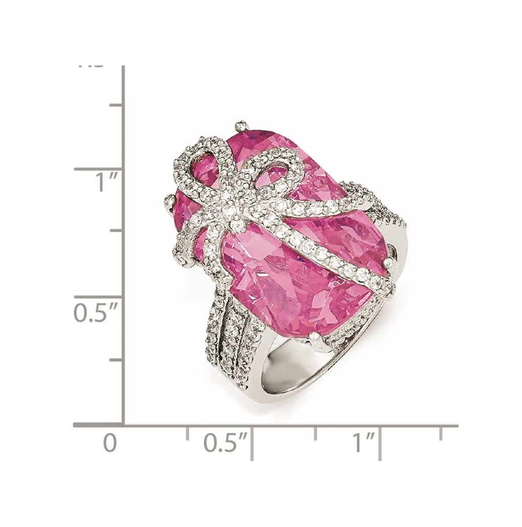 Cheryl M Sterling Silver Pink and White Cubic Zirconia Bow Ring – Elegant Jewelry Gift for Birthday, Anniversary, Engagement, Wedding