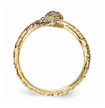 Cheryl M Sterling Silver Gold plated Brilliant-cut Black and White Cubic Zirconia Snake Ring, Size 7