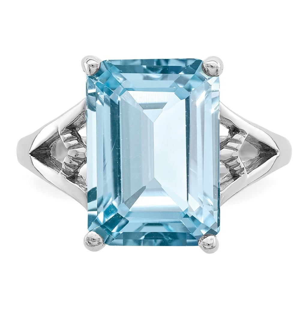 Sterling Silver Rhodium Light Swiss Blue Topaz Ring – Elegant Jewelry Gift for Birthday, Anniversary, Engagement, Wedding