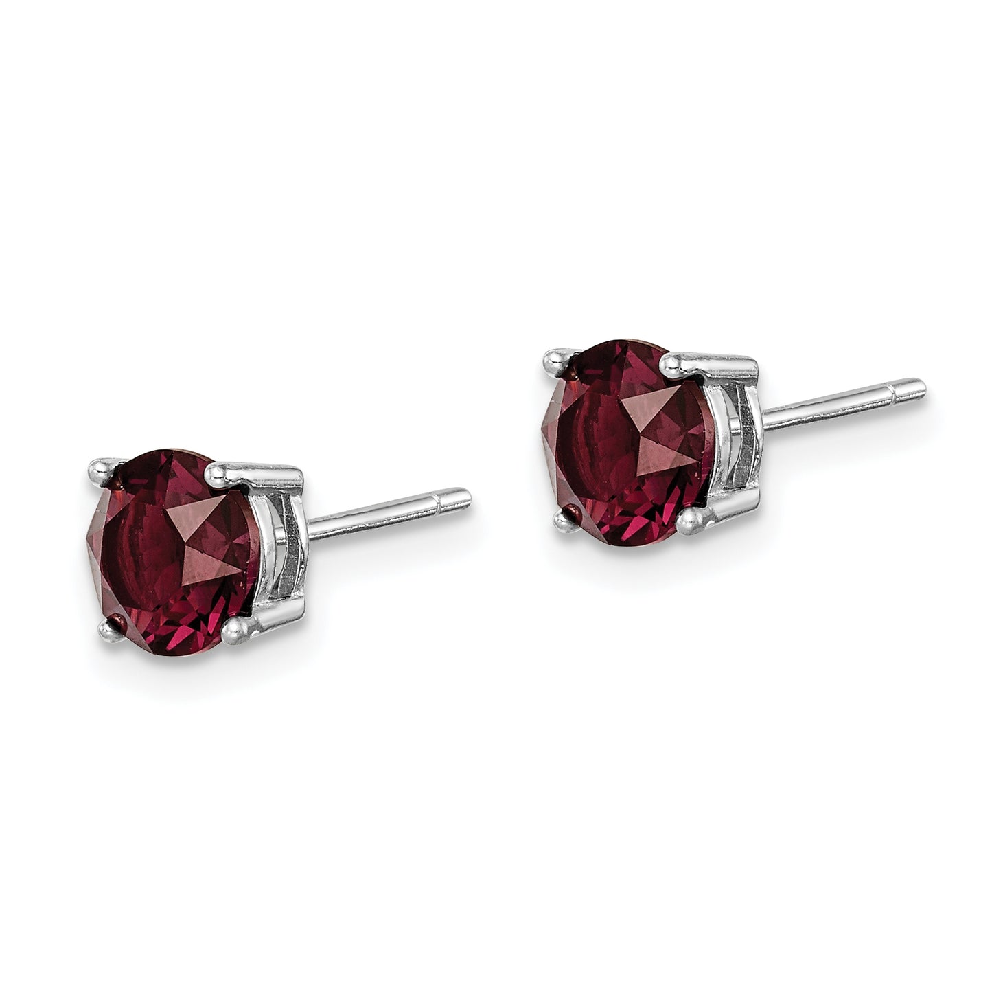 Sterling Silver Rhodium Plated Burgundy Crystal Birthstone Earrings
