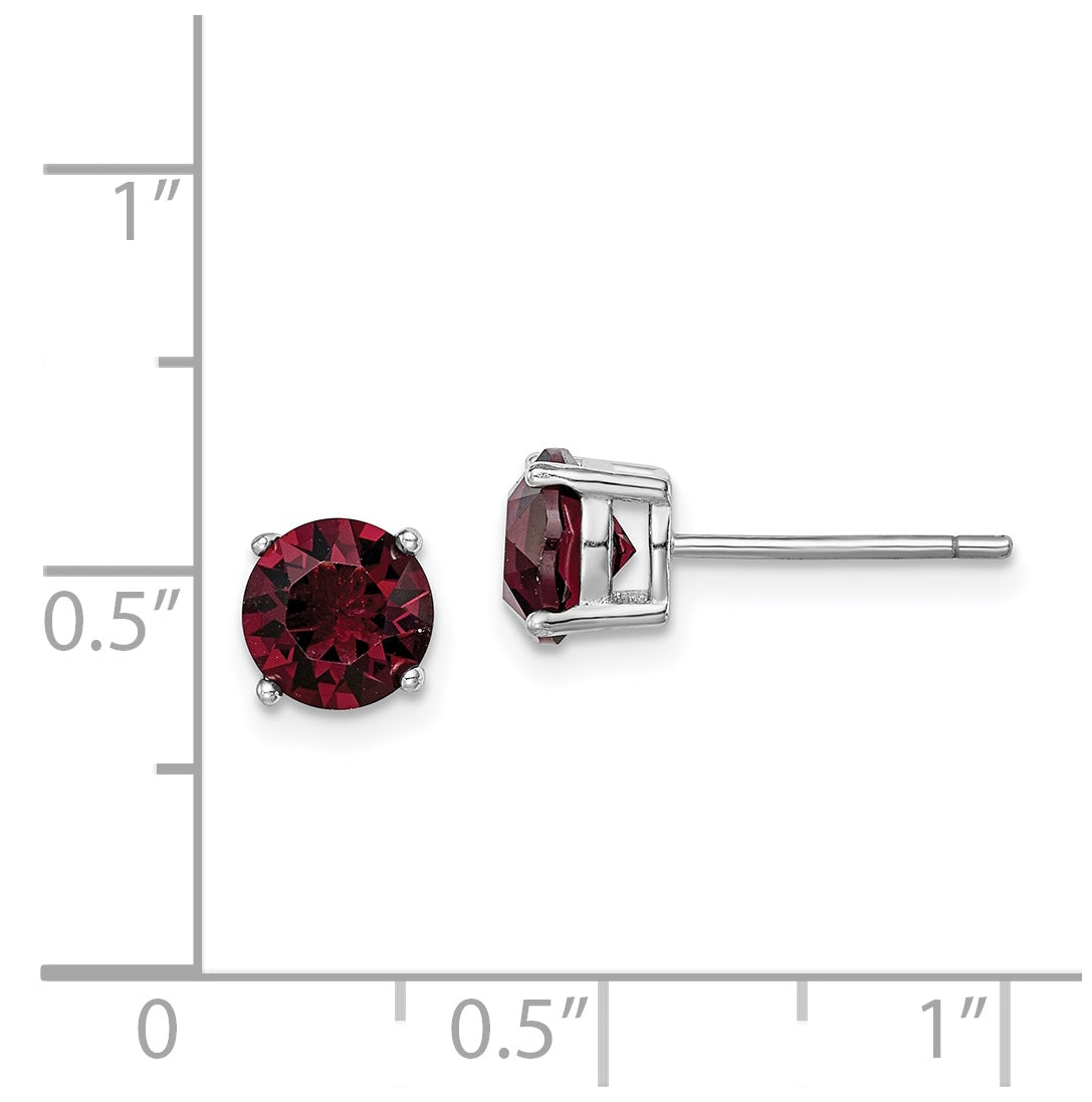 Sterling Silver Rhodium Plated Burgundy Crystal Birthstone Earrings
