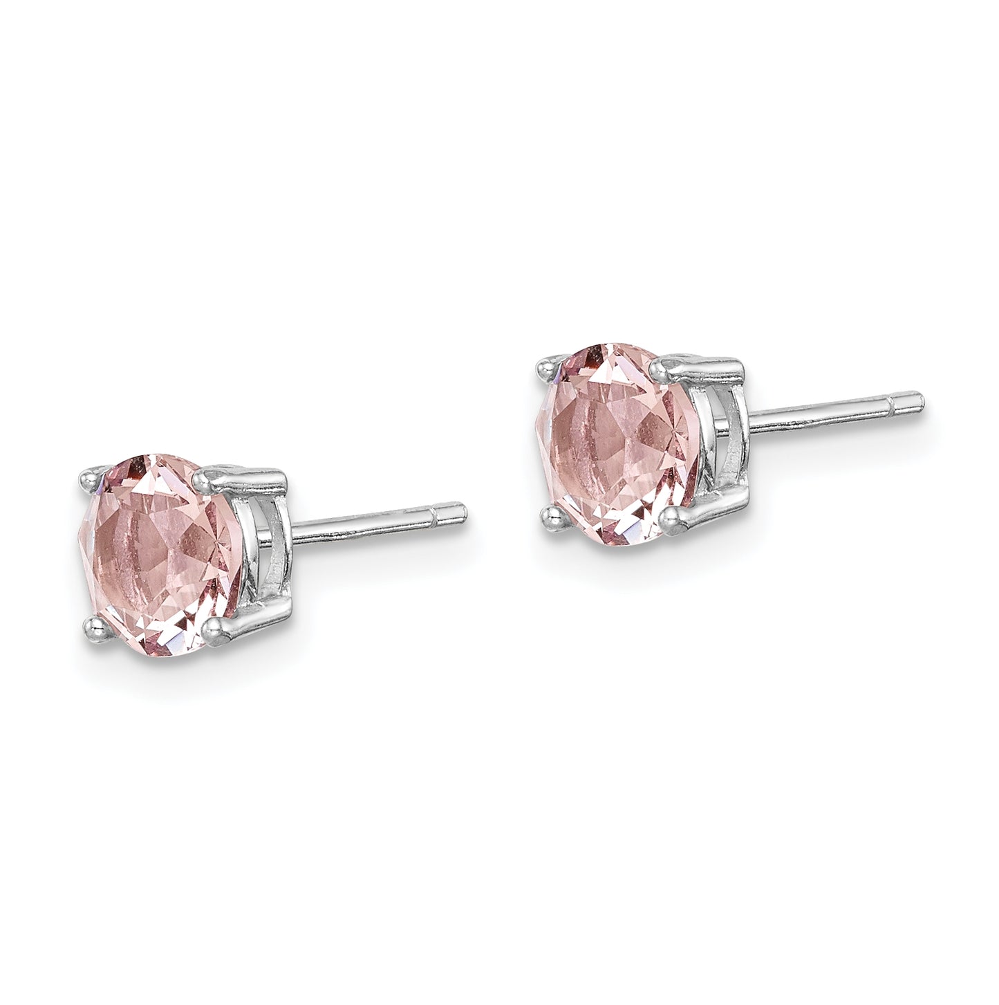 Sterling Silver Rhodium Plated Lavender Pink Crystal Birthstone Earrings