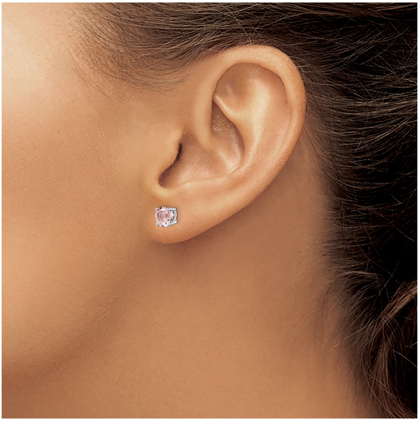 Sterling Silver Rhodium Plated Lavender Pink Crystal Birthstone Earrings