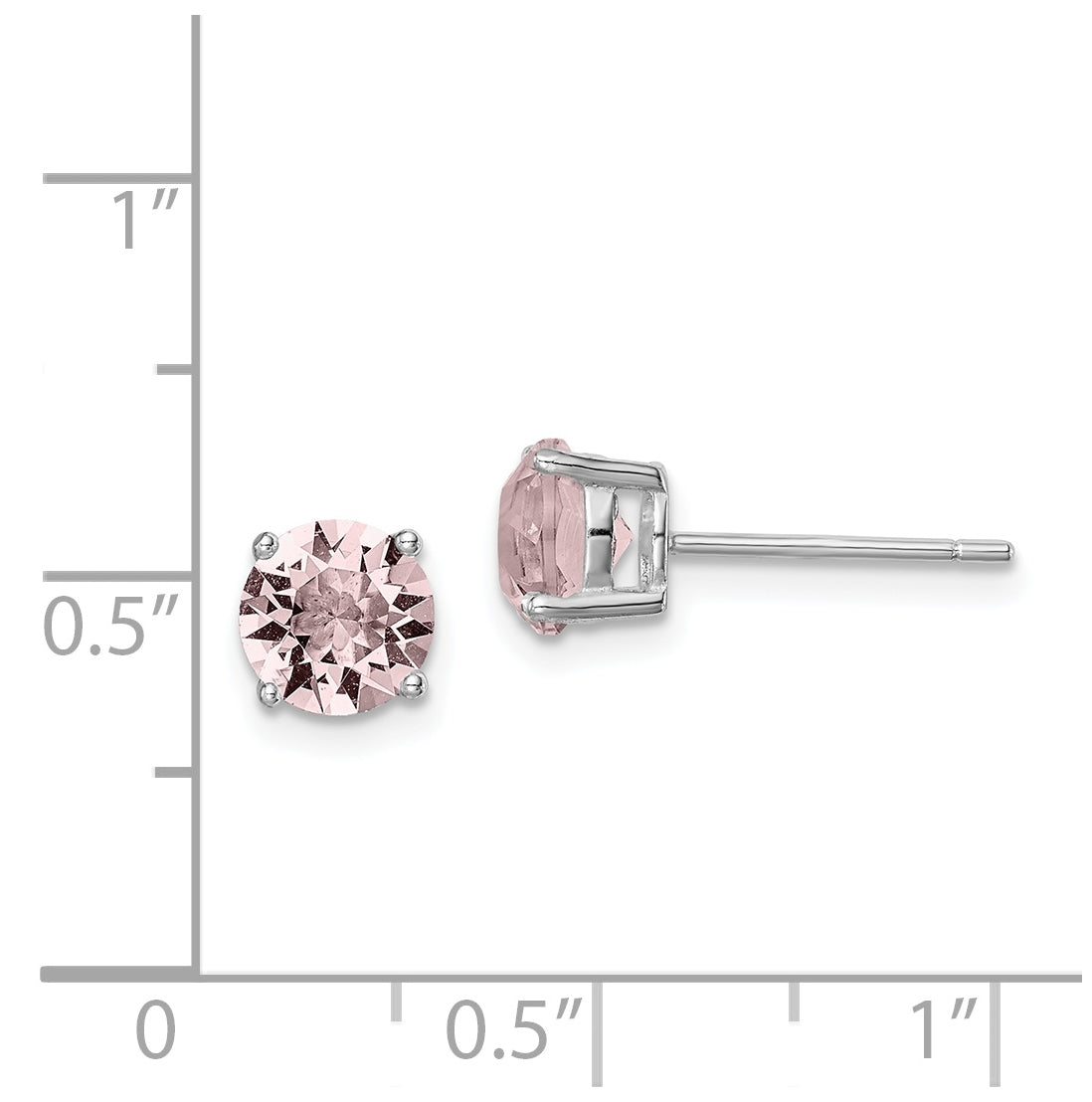Sterling Silver Rhodium Plated Lavender Pink Crystal Birthstone Earrings