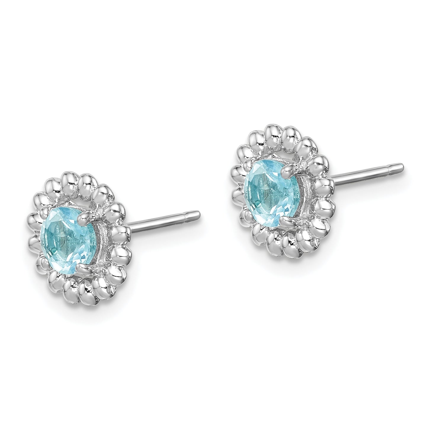 Sterling Silver Rhodium Plated LB Topaz Earrings