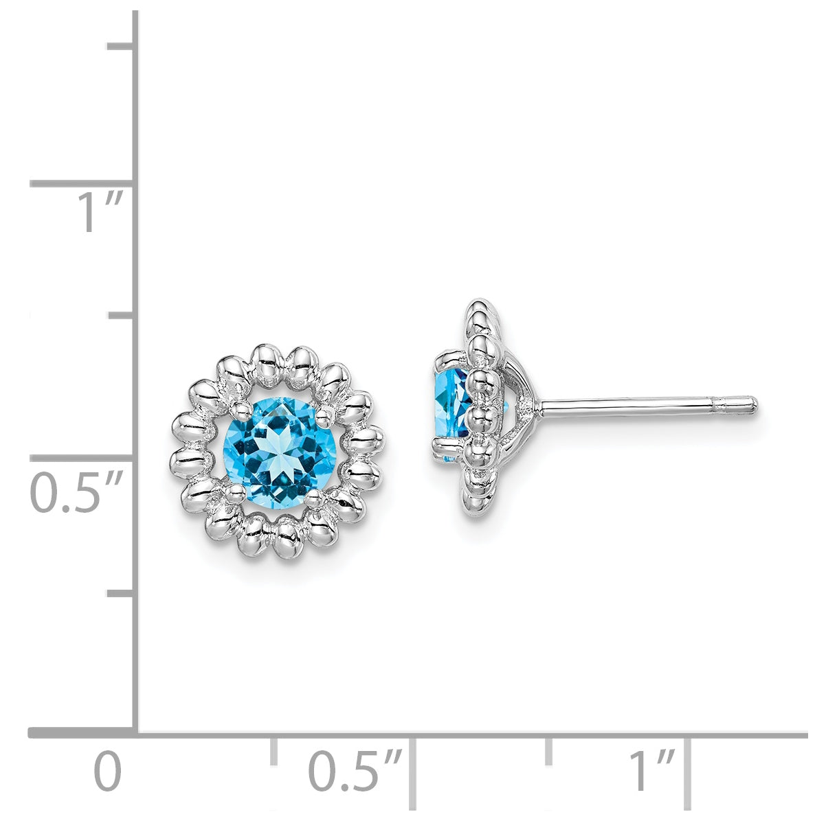 Sterling Silver Rhodium Plated LB Topaz Earrings