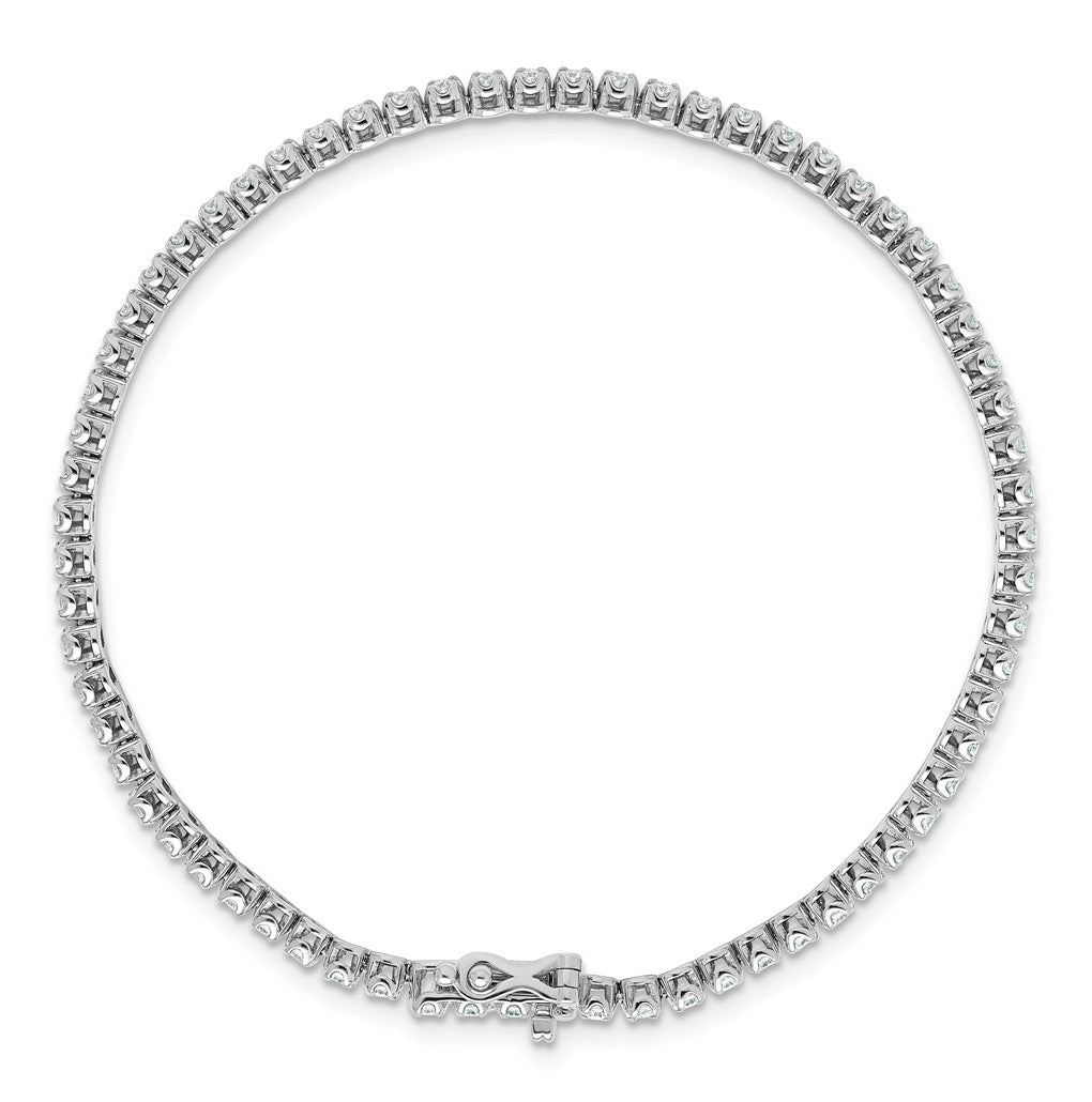 Sterling Silver Rhodium-plated 1ct Lab Grown Diamond VS/SI+ G+ Complete Round Tennis Bracelet – Elegant Jewelry Gift for Birthday, Anniversary, Engagement, Wedding