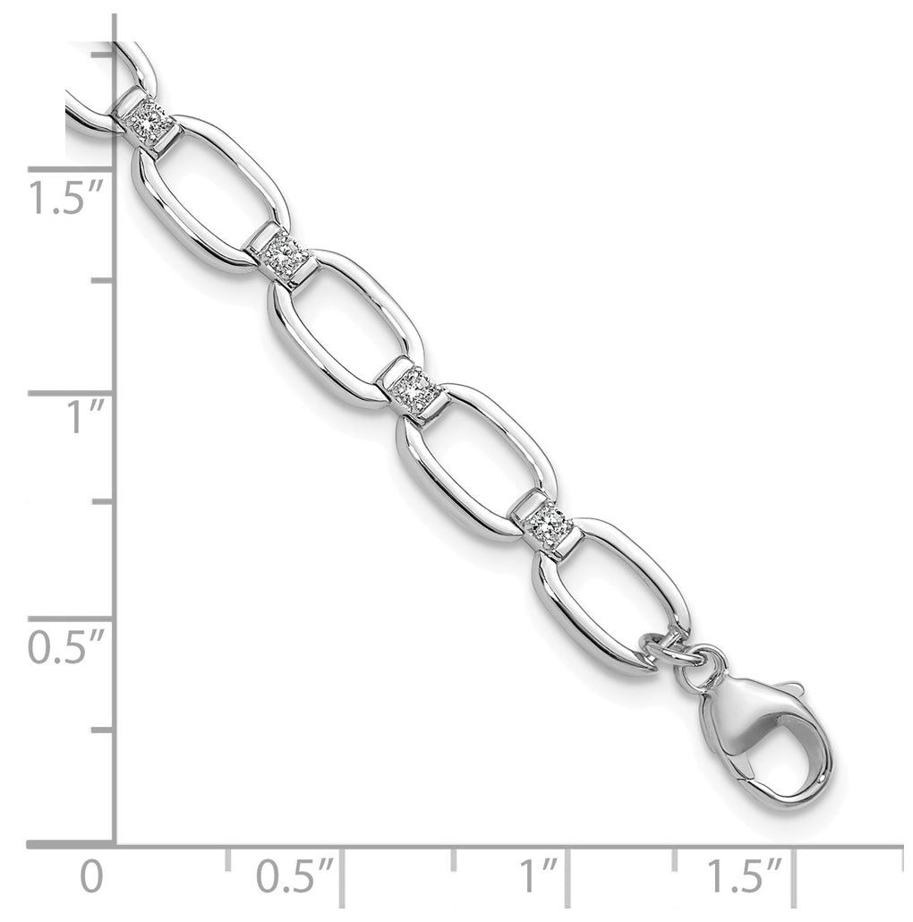 Sterling Silver Rhodium-plated 1/2ct Lab Grown Diamond VS/SI+ G+ Complete 6.75 in with .25in ext Bracelet – Elegant Jewelry Gift for Birthday, Anniversary, Engagement, Wedding