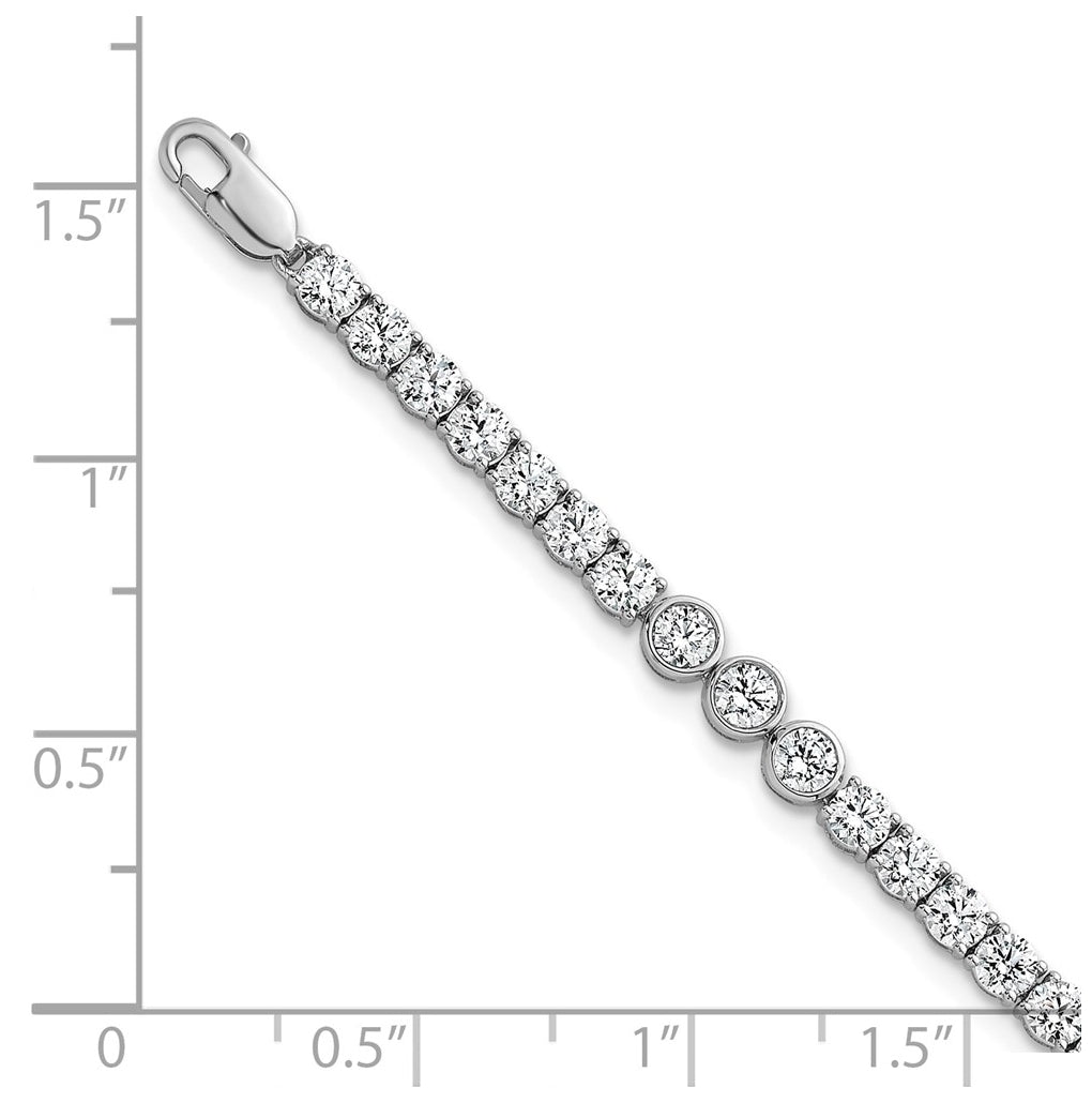 14K White Gold 4.75ct Lab Grown Diamond VS+ F+ Bezel Set Complete 6.5in with 1in ext. Tennis Bracelet – Elegant Jewelry Gift for Birthday, Anniversary, Engagement, Wedding