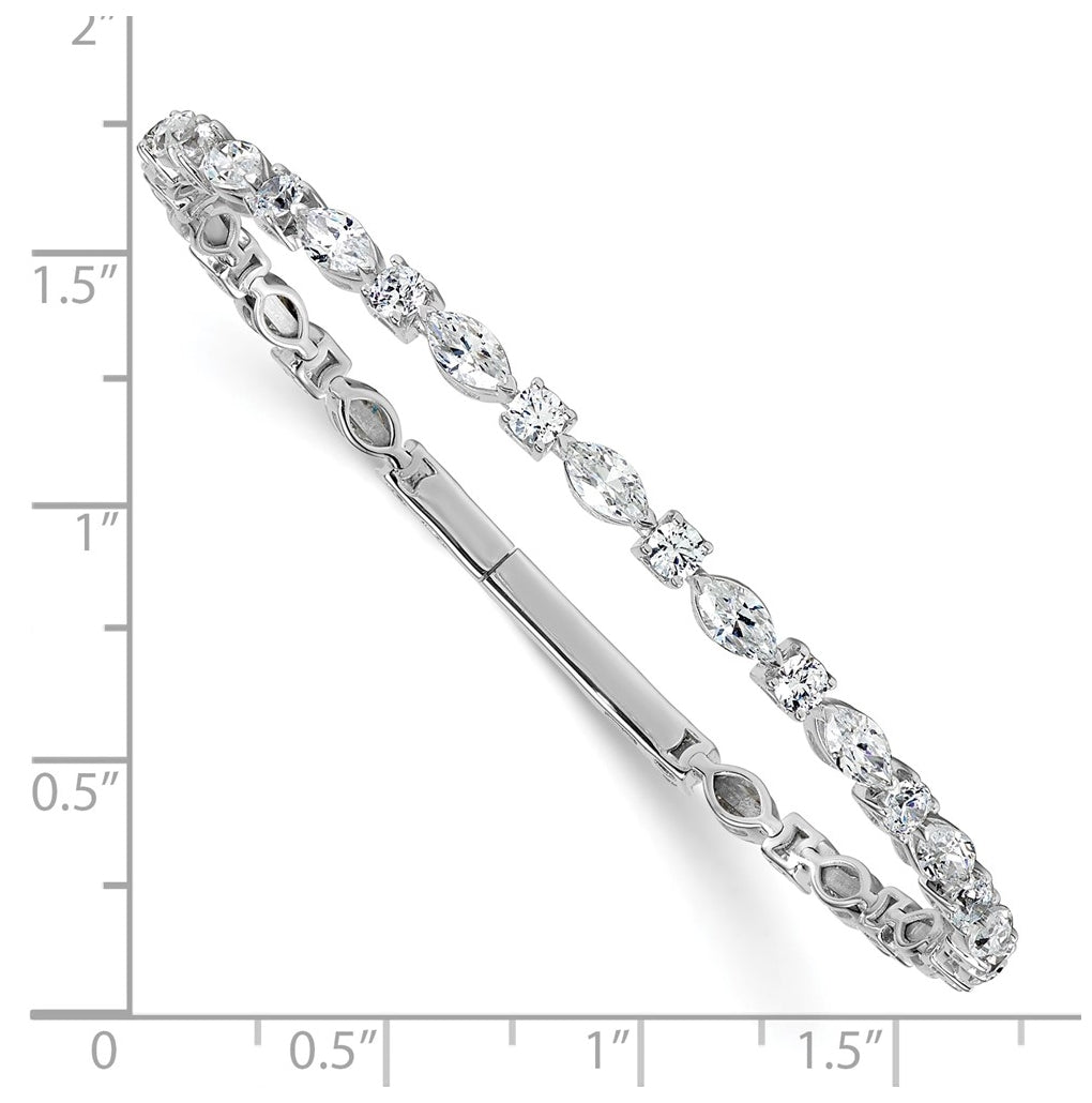 14K White Gold 5ct Lab Grown Diamond VS+F+ Multi-shape Complete Flexible Bangle – Elegant Jewelry Gift for Birthday, Anniversary, Engagement, Wedding