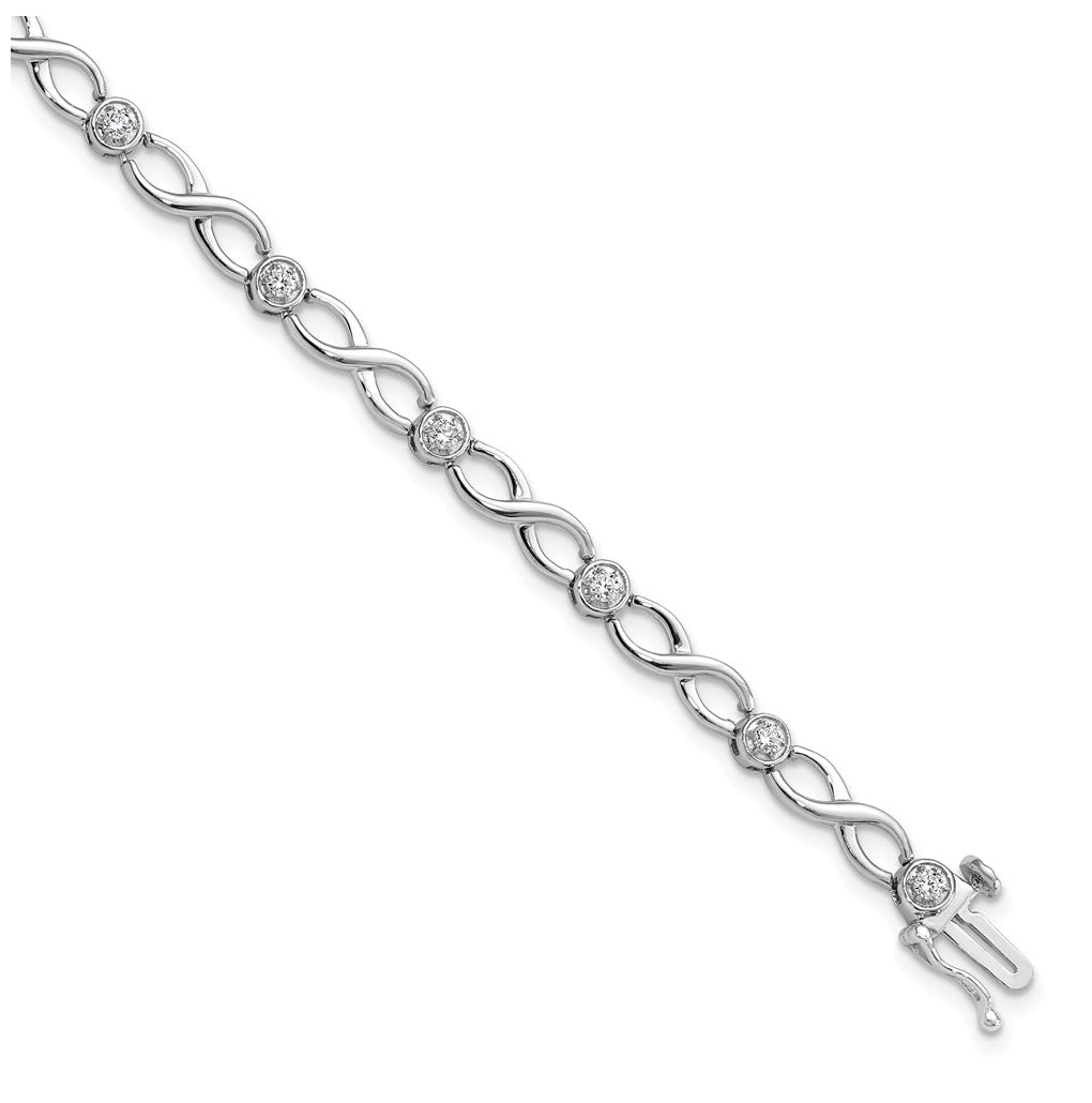 Sterling Silver Rhodium-plated 1/2 ct Lab Grown Diamond VS/SI+ G+ Complete 7.25 in Infinity Bracelet – Elegant Jewelry Gift for Birthday, Anniversary, Engagement, Wedding