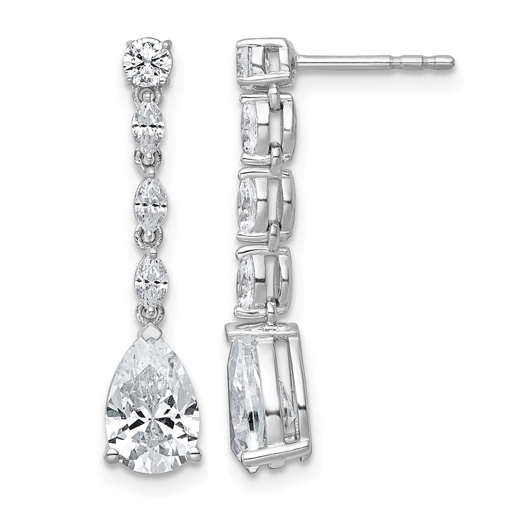 Sterling Silver Rhodium-plated 2 1/2ct Lab Grown Diamond VS+ F+ Comp. Fashion Dangle Post Earrings – Elegant Jewelry Gift for Birthday, Anniversary, Engagement, Wedding