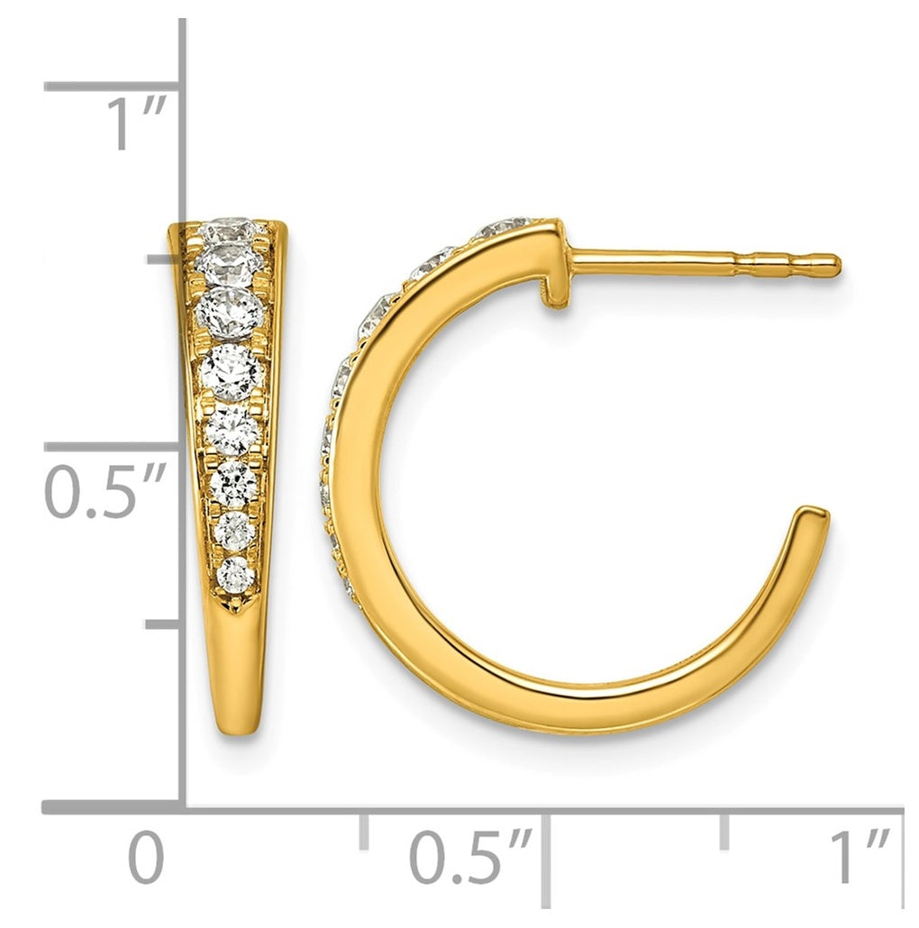 14K Yellow Gold .62ct Lab Grown Diamond VS+ F+ Graduated C-hoop Complete Post Earrings – Elegant Jewelry Gift for Birthday, Anniversary, Engagement, Wedding