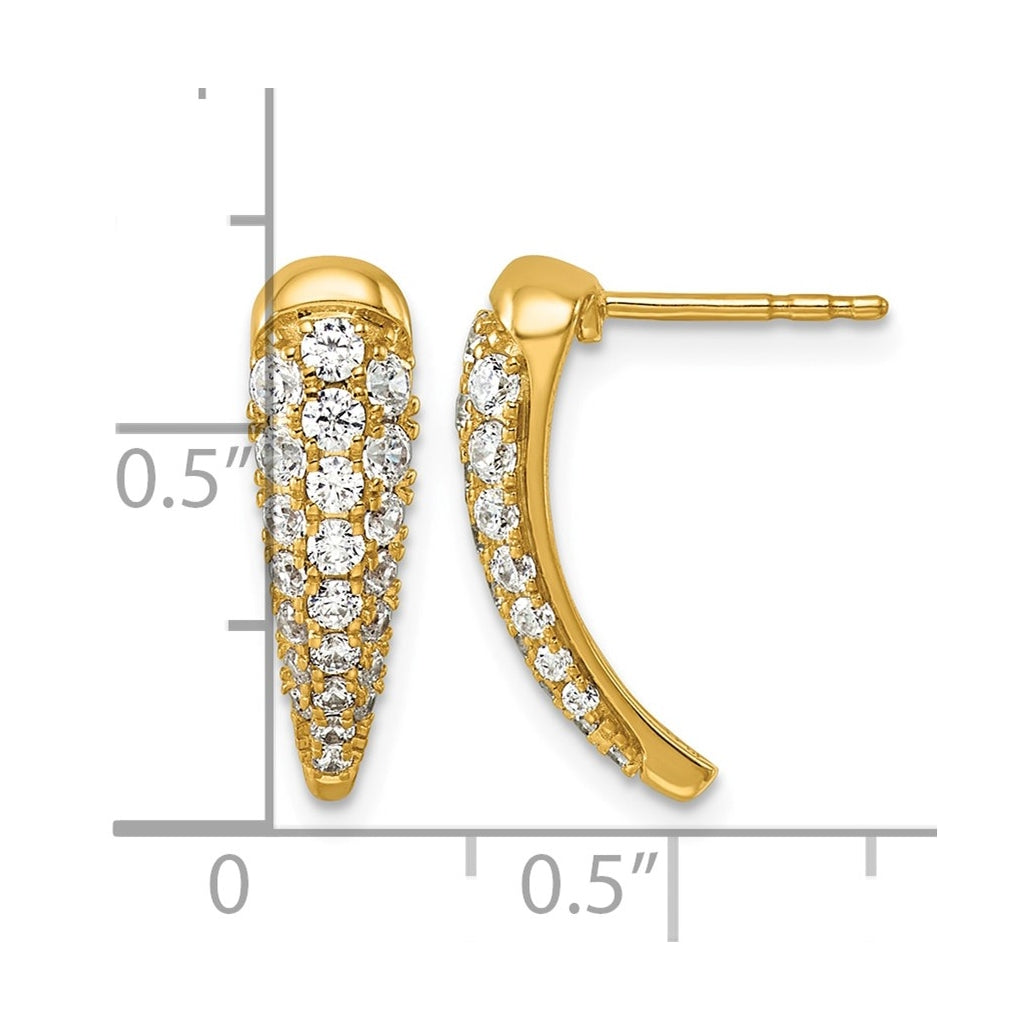 14K Yellow Gold .88ct Lab Grown Diamond VS+ F+ Graduated J-hoop Complete Post Earrings – Elegant Jewelry Gift for Birthday, Anniversary, Engagement, Wedding