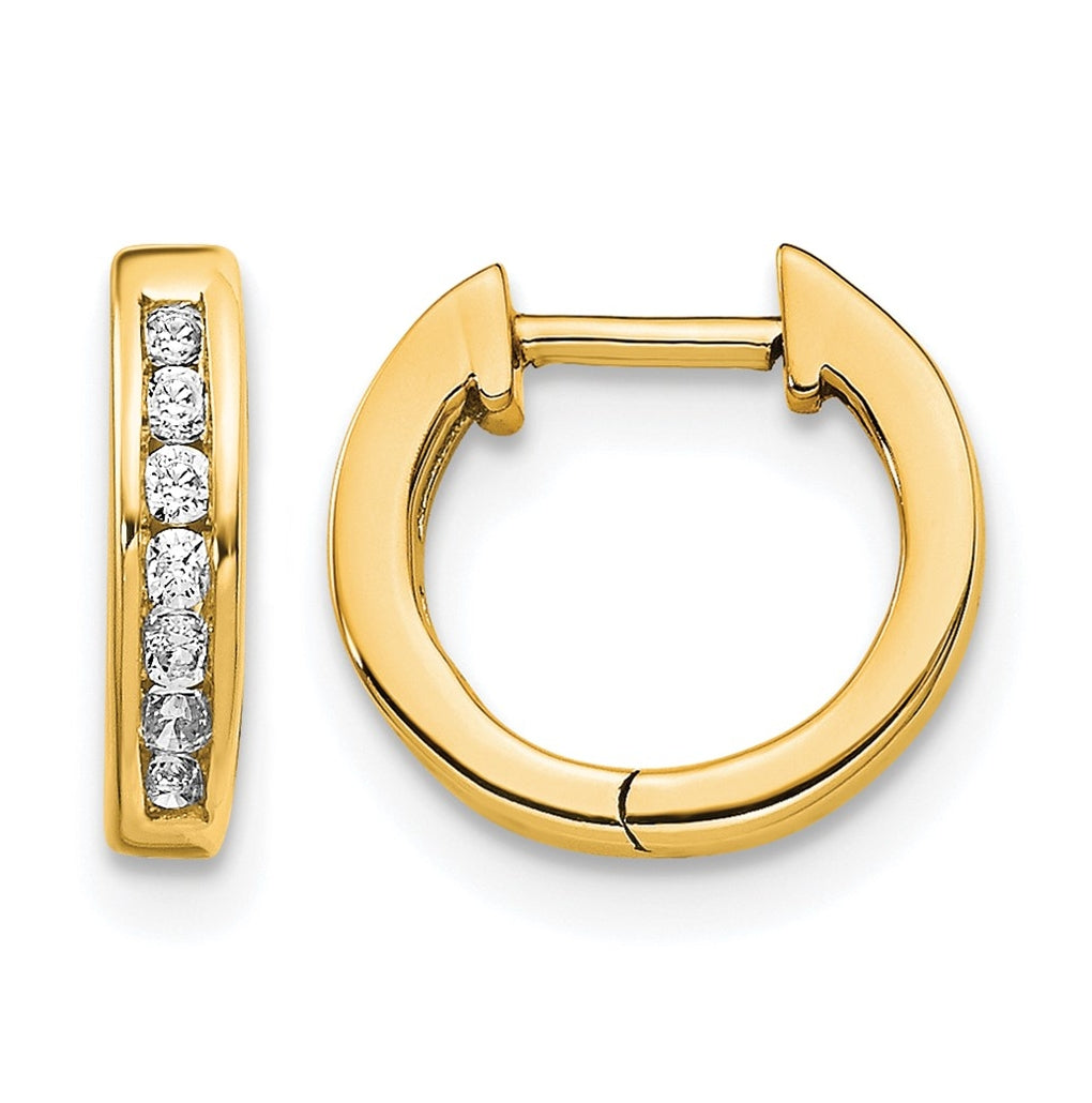 10k White Gold 1/8ct Lab Grown Diamond VS/SI+ G+ Complete Hinged Hoop Earrings – Elegant Jewelry Gift for Birthday, Anniversary, Engagement, Wedding