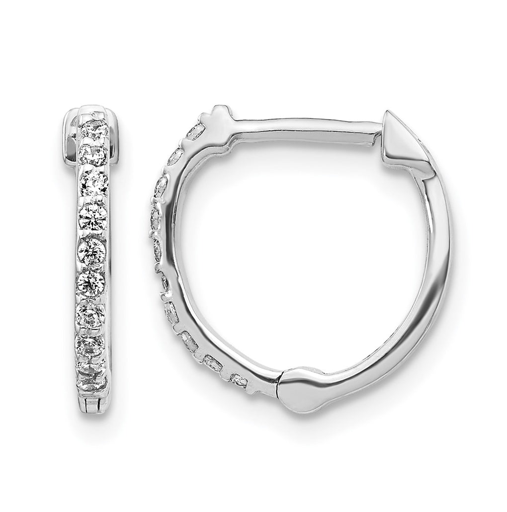 Sterling Silver Rhodium-plated 1/5ct Lab Grown Diamond VS/SI+ G+ Complete Hinged Hoop Earrings – Elegant Jewelry Gift for Birthday, Anniversary, Engagement, Wedding