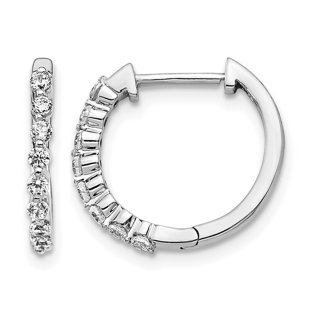Sterling Silver Rhodium-plated 1/3ct Lab Grown Diamond VS/SI+ G+ Complete Hinged Hoop Earrings – Elegant Jewelry Gift for Birthday, Anniversary, Engagement, Wedding